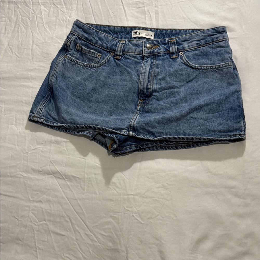 Zara Denim Blue Jean Shorts Skort